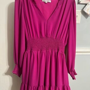 Joy Joy Fuchsia Long Sleeve Dress